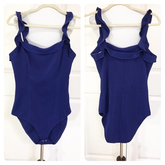 New! Anthro Capulet Royal Blue Ruffle Bodysuit - Picture 2 of 6